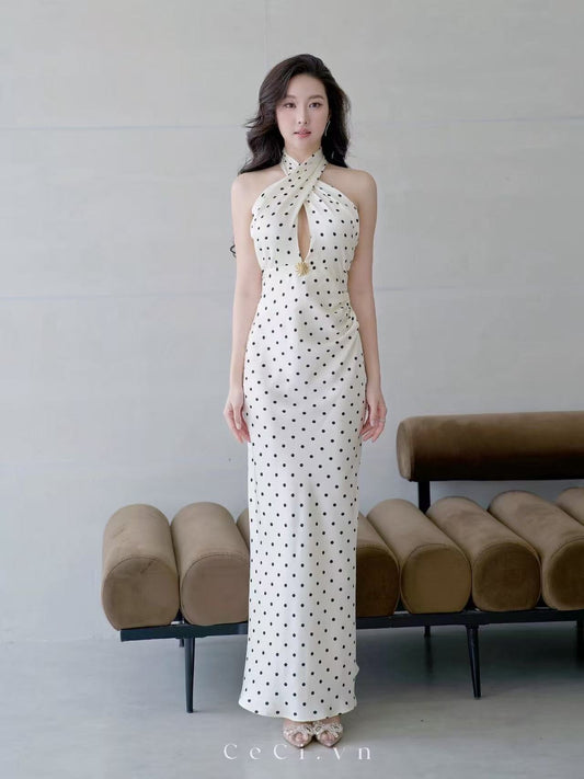 Céci Embre Polka Dot Maxi Dress