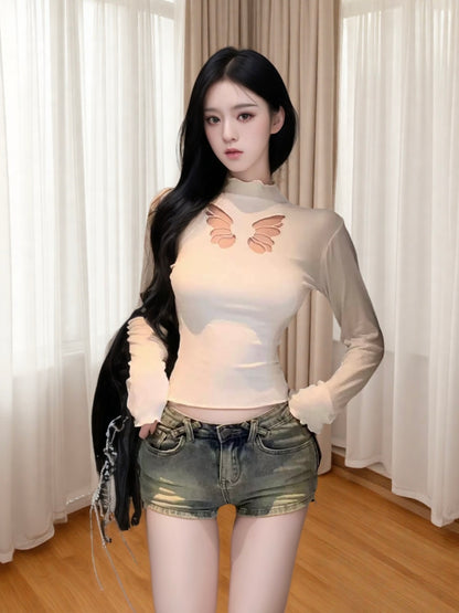 Butterfly Cut Out Long Sleeve Top