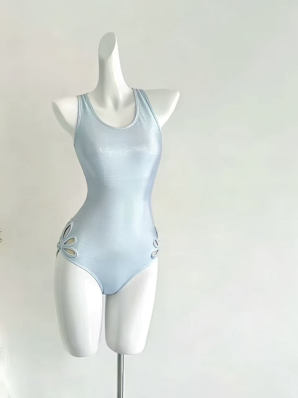 Ice Blue Petal One-Piece Swimsuit