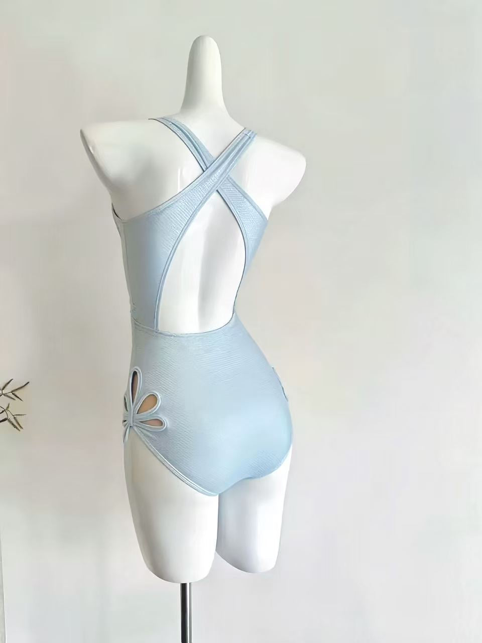 Ice Blue Petal One-Piece Swimsuit