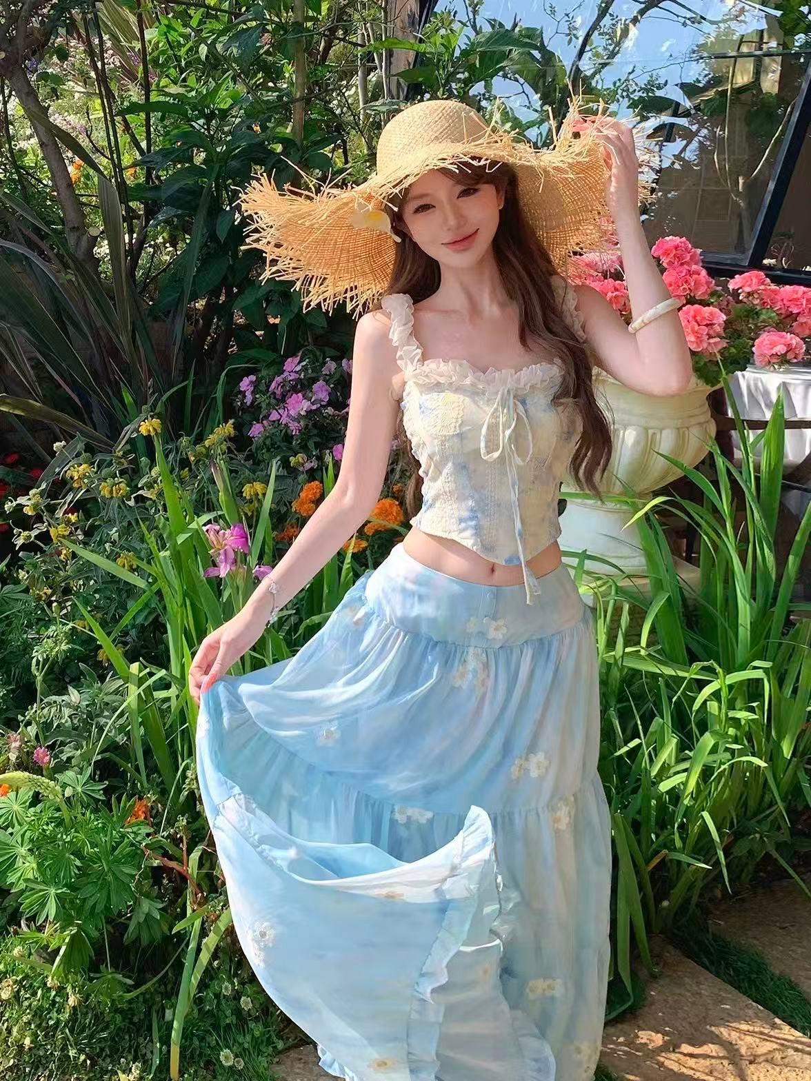 Bluebell Bloom Top & Maxi Skirt Set