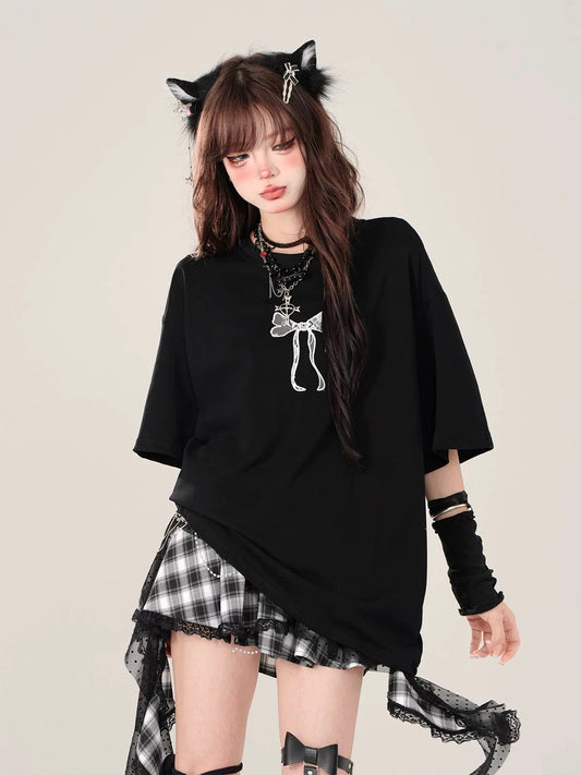 Bow Printed Oversized T-Shirt