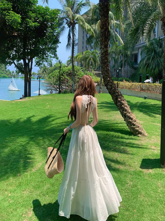 Lace Backless Maxi Dress