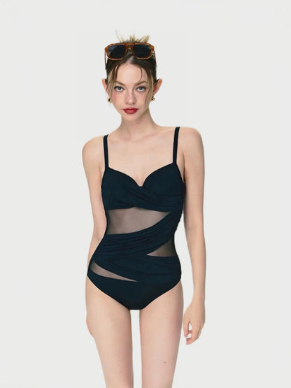 Blokette Black One-Piece Swimsuit with Sarong