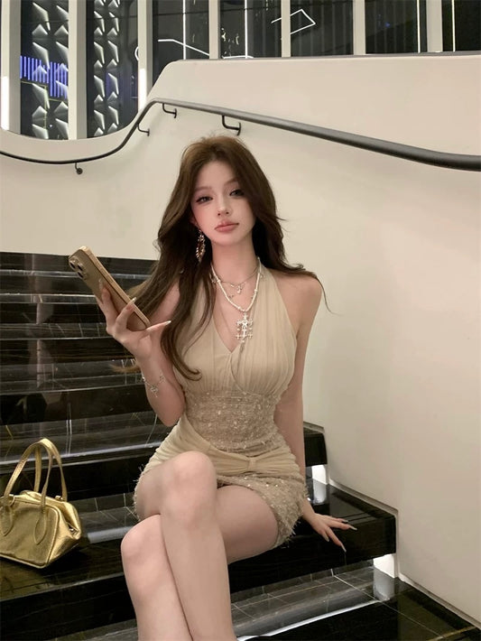 Glittering Champagne Mini Dress