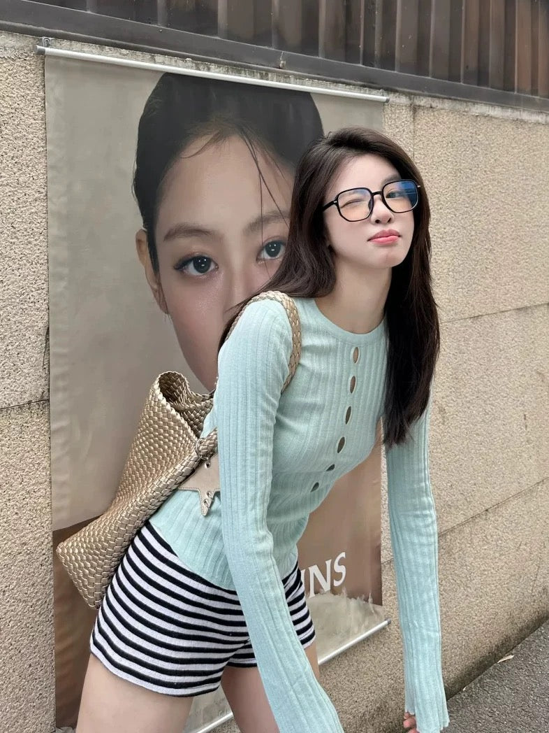 Mint Cut-Out Knit Top