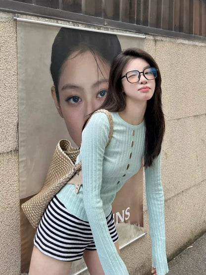 Mint Cut-Out Knit Top