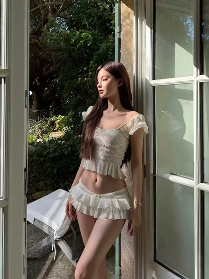 Ivory Daydream Ruffle Swim Set