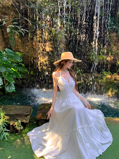 Fairy Lace Backless Maxi Dress