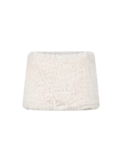 Soft Blush Knit Top and Faux Fur Skirt