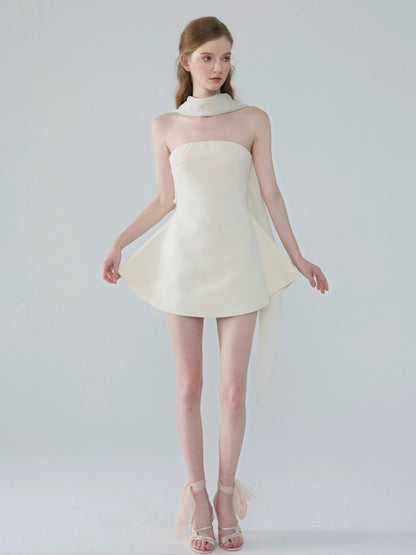 Moonlight Bandeau Neck Tie Mini Dress