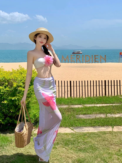 Floral Muse Three-Piece Bikini Set