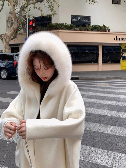 Snowy Fairytale Wrap Coat With Detachable Faux Fur