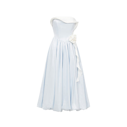 SHEERLUCK SLLYQ26313 Satin printed holiday style floral bud dress