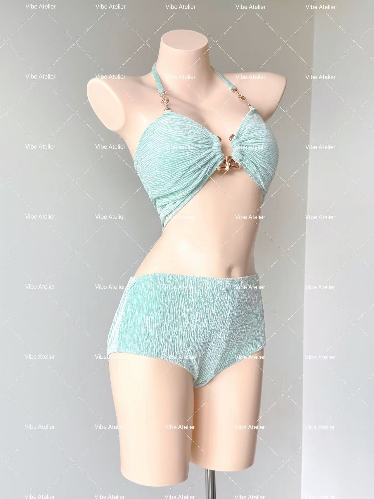 Mint Mambo 3-Piece Halter Bikini Set