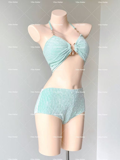 Mint Mambo 3-Piece Halter Bikini Set