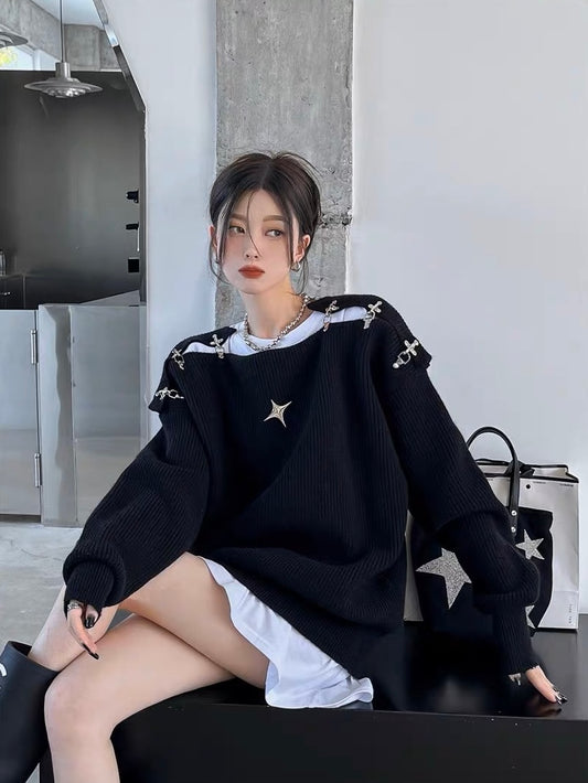 Silver Star Black Knit