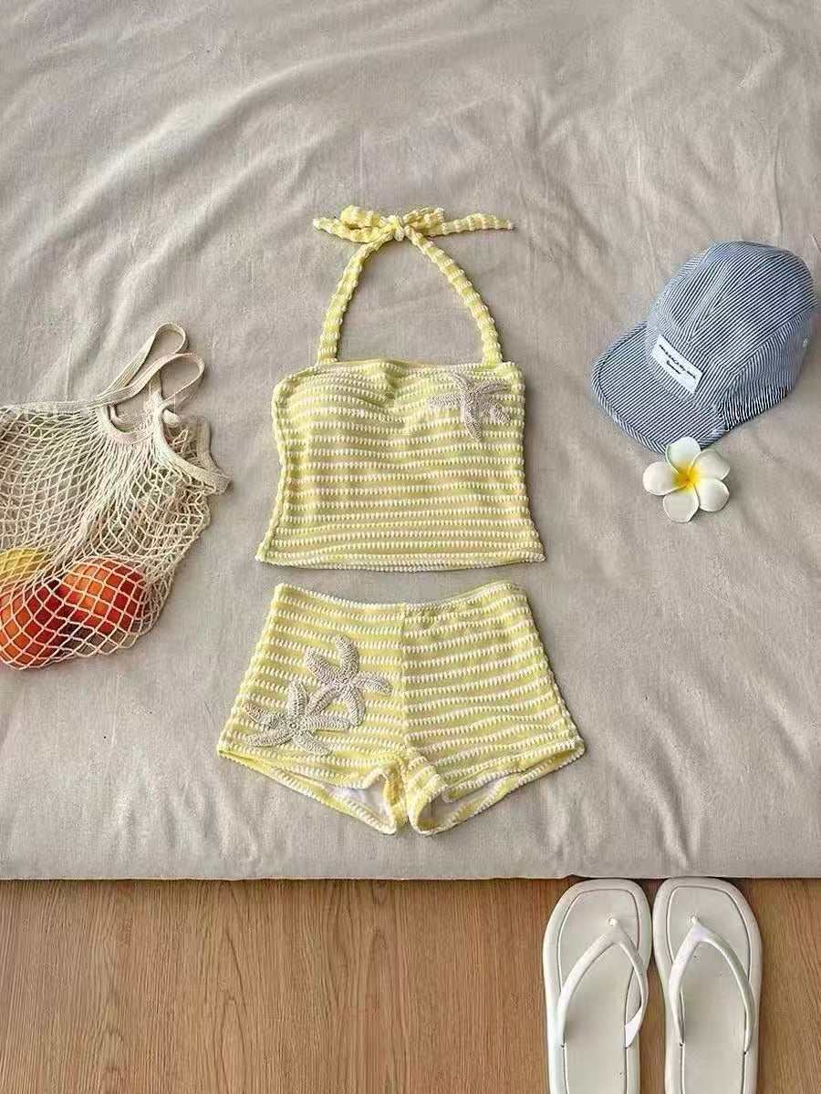 Marisol Butter Stripe Swim Set