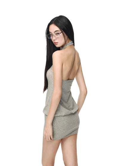 Sloane Grey Halter Neck Mini Dress