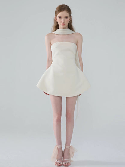 Moonlight Bandeau Neck Tie Mini Dress