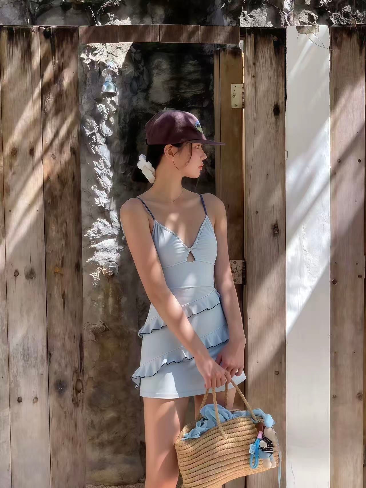 Azure Ruffle One-Piece Swimsuit