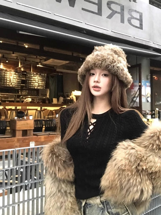 Black Cable Knit Sweater