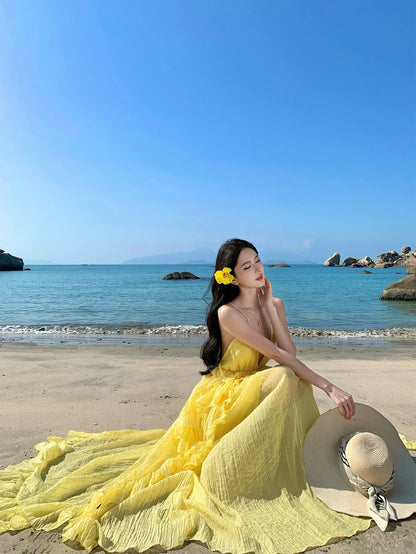 Limoncello Dream Ruffle Maxi Dress