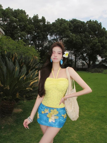 Plumeria Skies 3-Piece Tankini Set