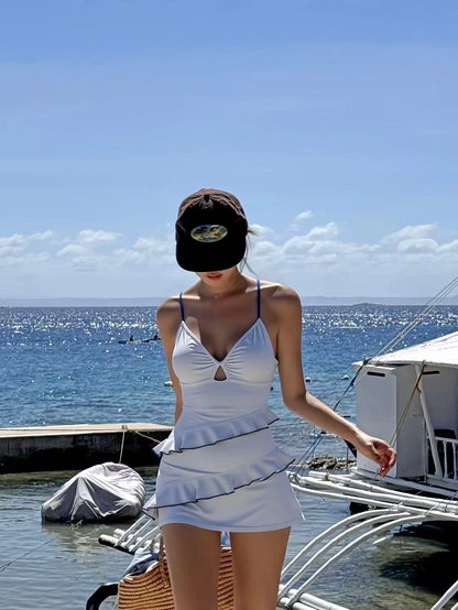 Azure Ruffle One-Piece Swimsuit