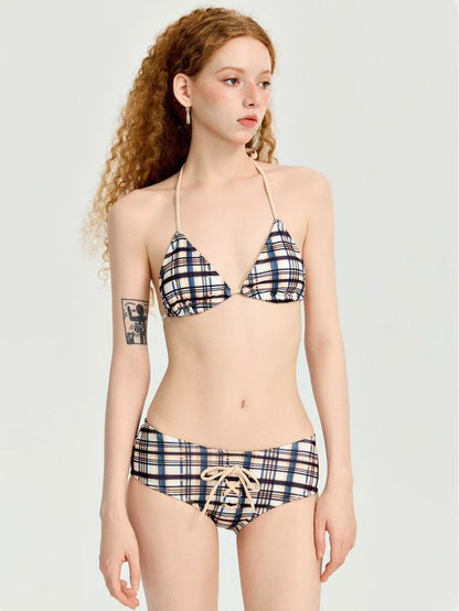 Retro Check Boyshorts 3-Piece Bikini Set