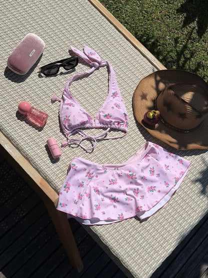 Fleurie Pink Floral Bikini Set