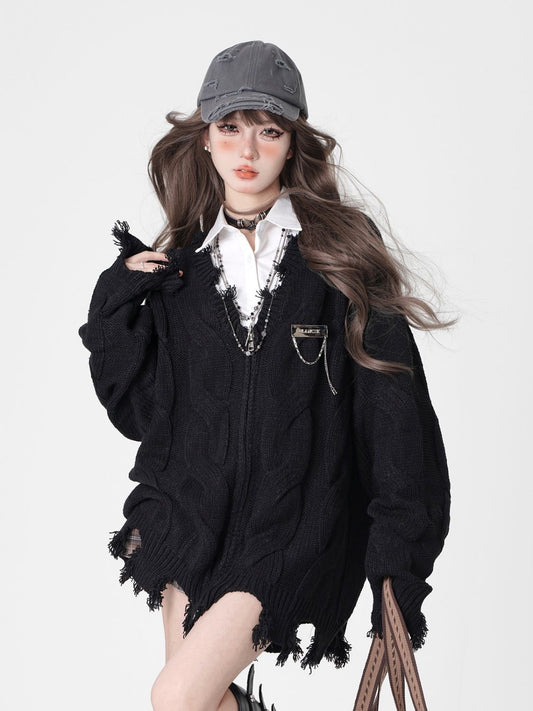 Black Zip Up Cardigan