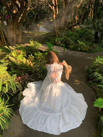 Fairy Lace Backless Maxi Dress