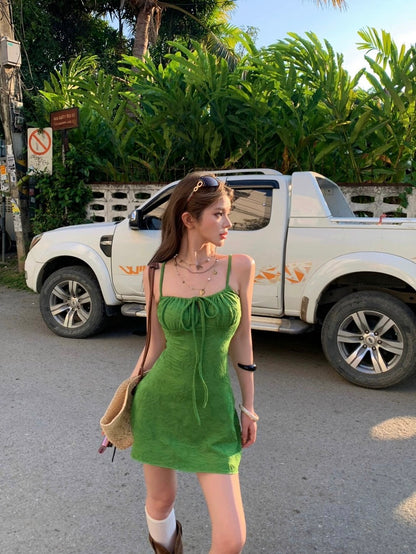 Avocado Green Swim Dress with Shorts