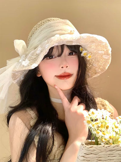 Floral Lace Bow Hat