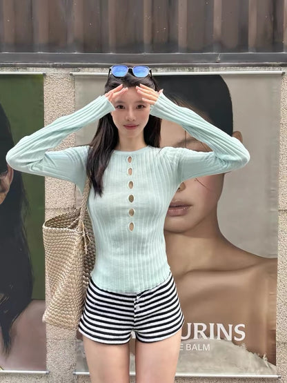 Mint Cut-Out Knit Top