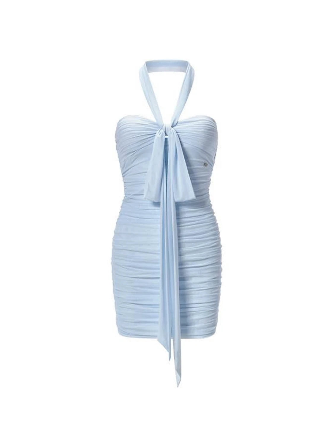 Venice Halter Bow Ruched Bodycon Mini Dress