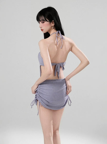Lilac Galaxy One-Piece Swimsuit with Mini Skirt