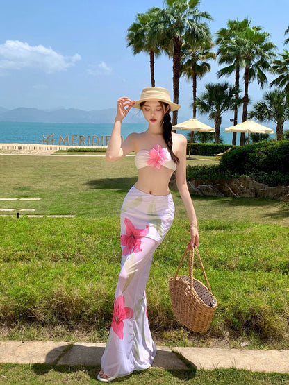 Floral Muse Three-Piece Bikini Set