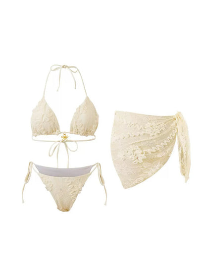 Lumière Lace Three-Piece Bikini Set