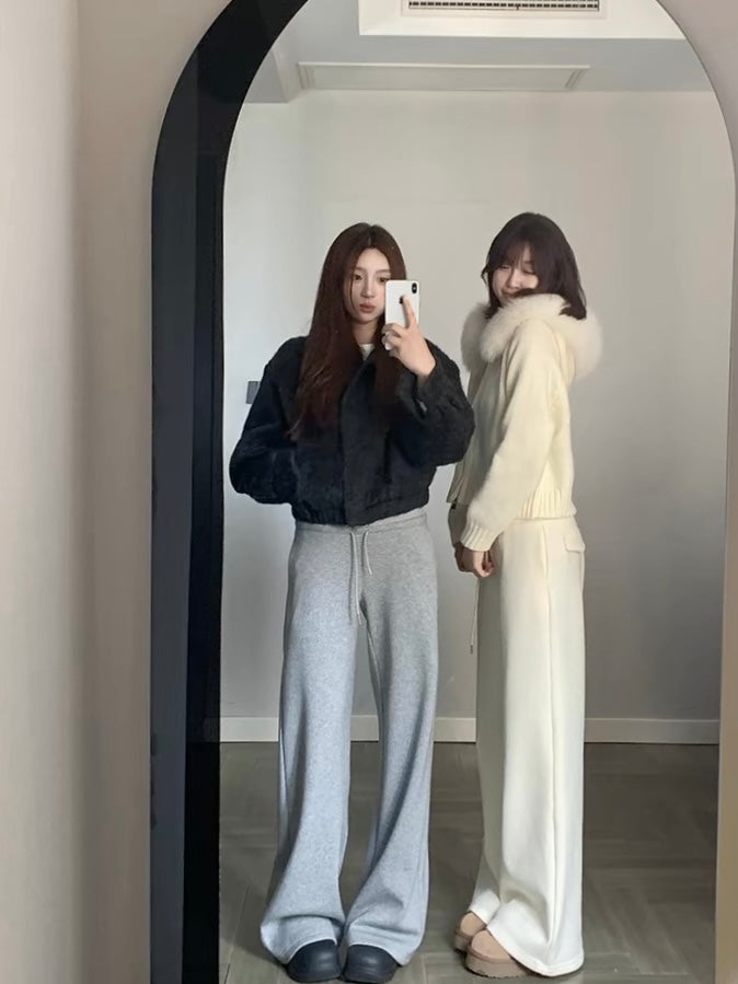 Cozy Fleece-Lined Drawstring Casual Pants