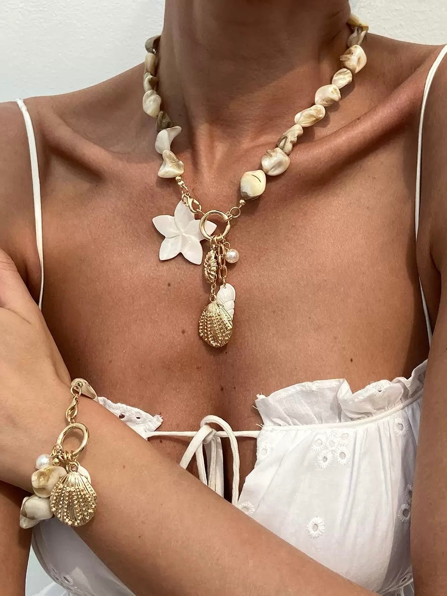 Coastal Shell Charm Necklace & Bracelet