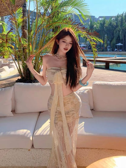 Mermaid Lace Crop Top & Maxi Skirt Set