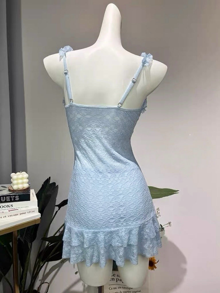 Lilibelle Blue Lace Ruffle Swimsuit Set