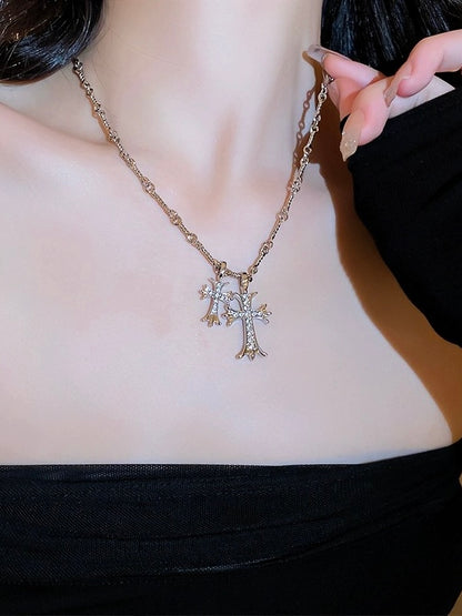 Diamanté Cross Necklace