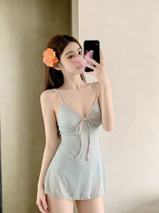 Matcha Plaid One-Piece Swimsuit