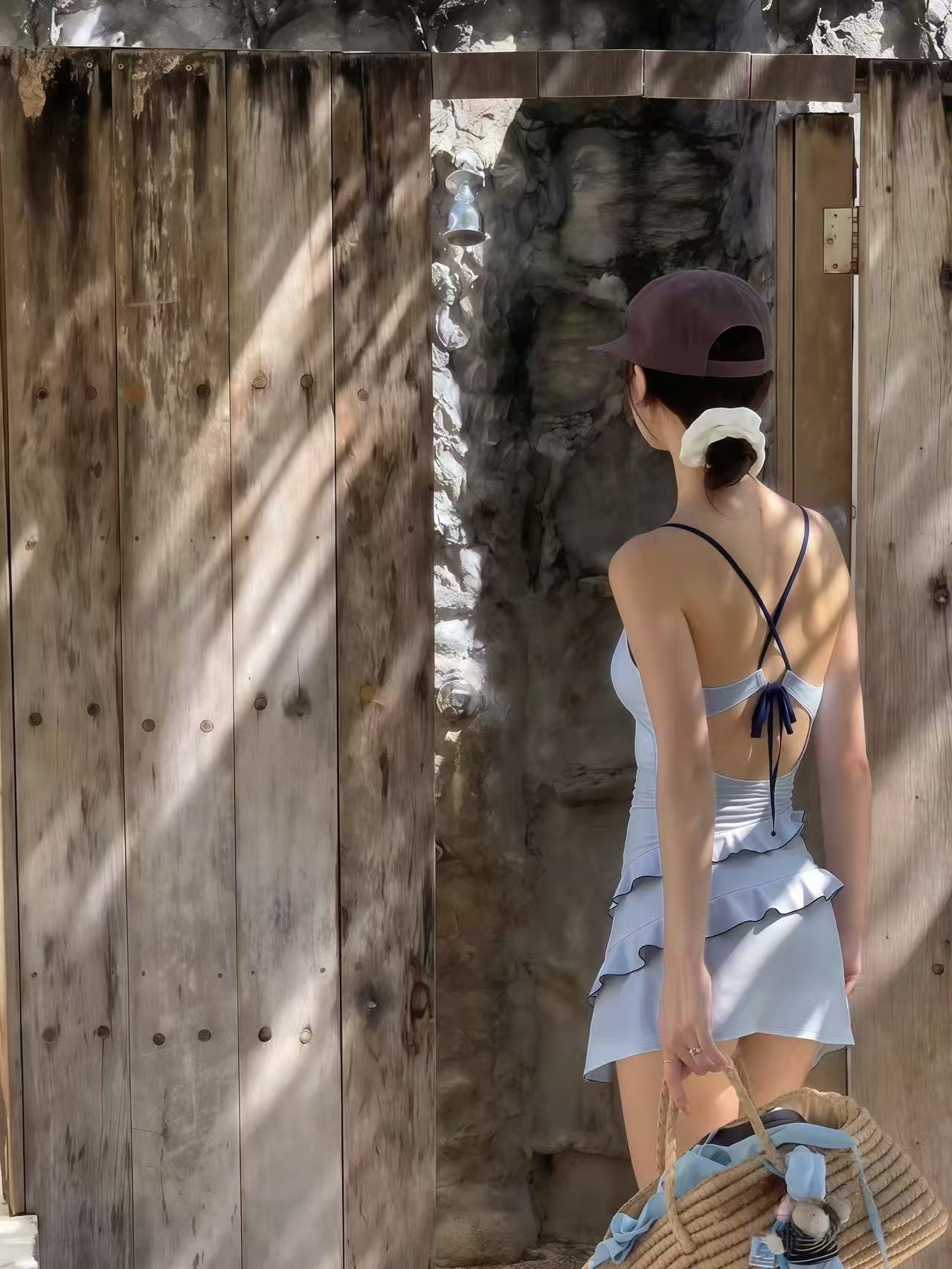 Azure Ruffle One-Piece Swimsuit