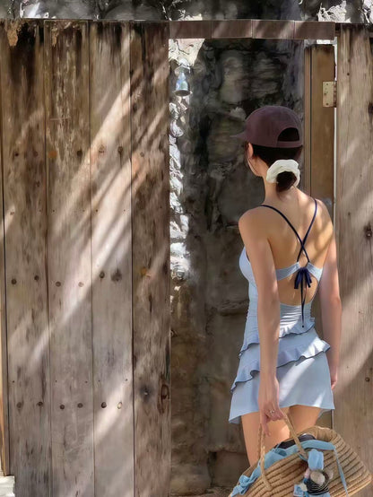 Azure Ruffle One-Piece Swimsuit