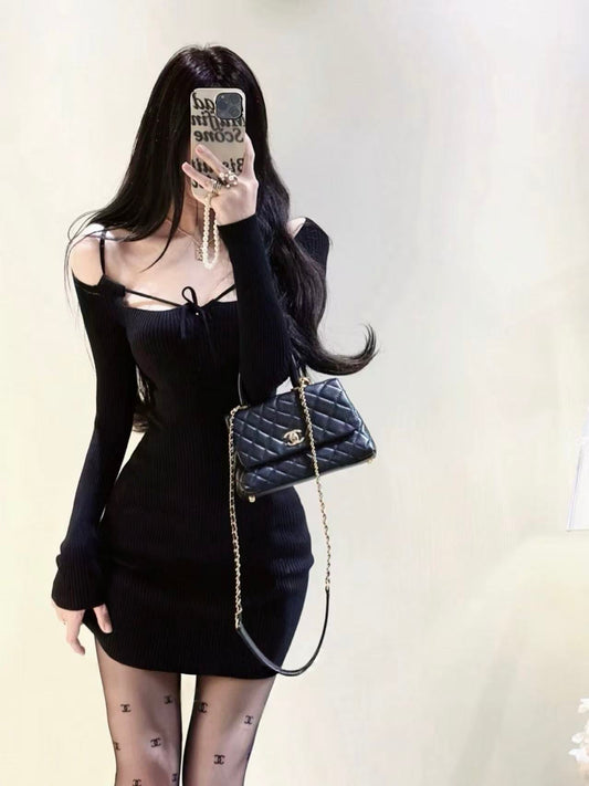 Midnight Hottie Knit Mini Dress