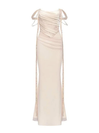 Marlee Strapless Pearl Detail Mermaid Dress